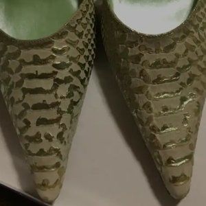 Bellini Green Snakeskin (Animal Print) Strappy Heels - Size 12M